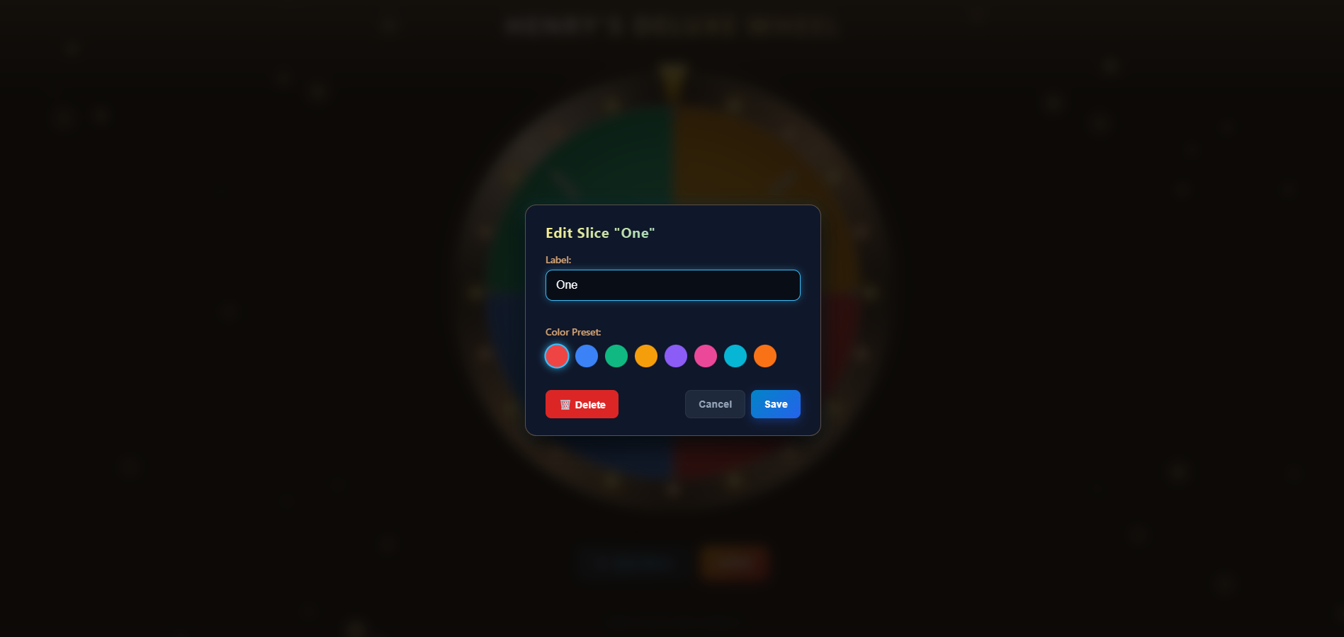 Edit slice screen