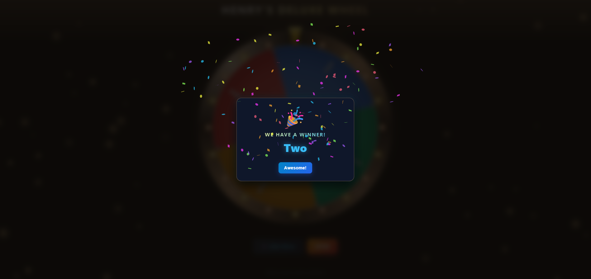 Winner screen