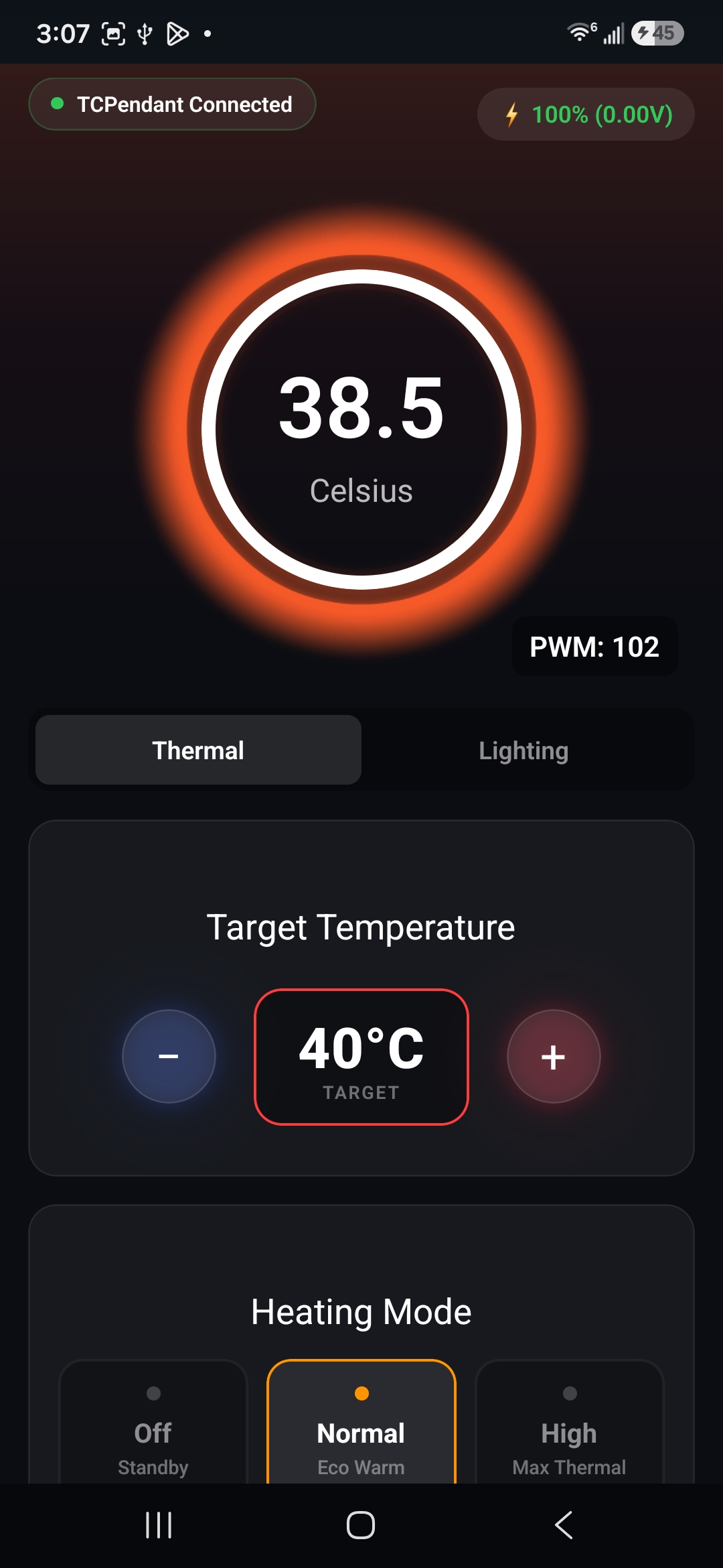 TCPendant mobile app screenshot